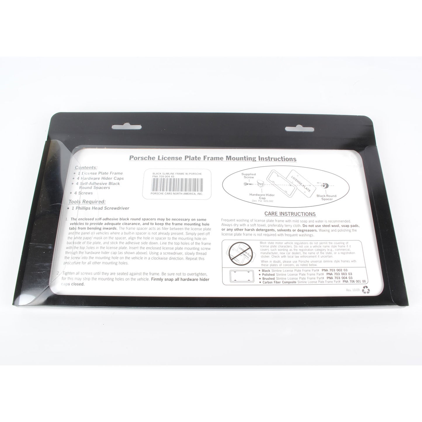 Porsche License Plate Frame Stainless Steel Slimline (multiple colors available)